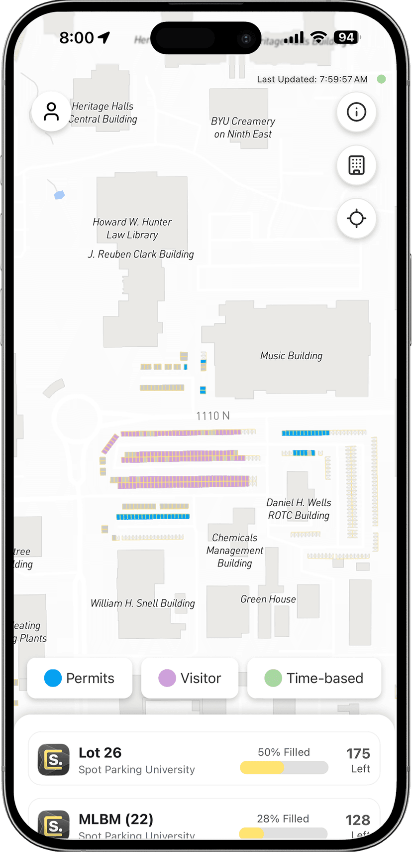 Spot Parking map screen